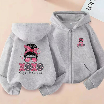 Bow Pink Children's Hoodie Zipper tops Girls' cardigan Coat Sweatshirt Kids Clothing Age 3-12 Toddler Top festival Gift
