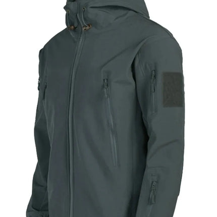 Men's Hooded Casual Military Outdoor Utility Jacket Fashion Sharkskin Soft-Shell Tactical Waterproof Combat Bomber Jacket