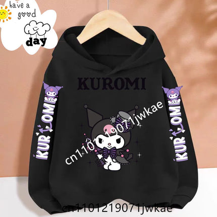 Cartoon Peripheral Pullover 3-12 Year Boys and Girls Hoodie The Spring and Autumn New Pattern Children's Kuromi Black Hoodies