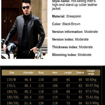 Men's Leather Jacket Spring Autumn Casual Standing Collar Highend Stylish Coats Young Trendy Slim Motorcycle Punk Gothic Jacket