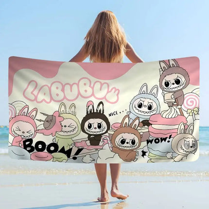 Cartoon L-Labubu L-Laptop Big Microfiber Beach Towels Quick Dry Towel Sand Beach Towels Pool Towel For Travel Swim Pool Yoga