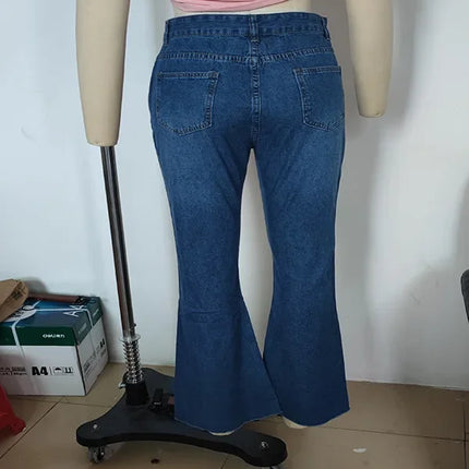 Women's Spring and Fall New Fashion Casual Ripped High-waisted Slightly Flared Pants Jeans Slim-fit Wash Jeans Long Pants Y2k
