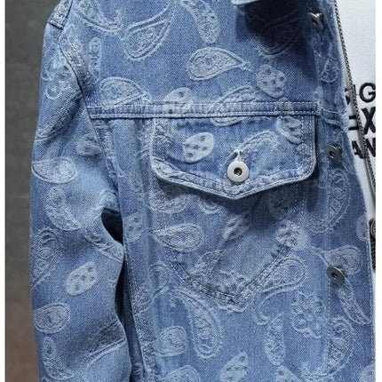 Summer New Men Pure Colour Denim Jacket Single-breasted Lapel Daily Casual Coats