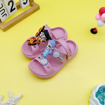 Fashion Popular Cartoon Nezha Bing Slippers New Flats Bottom Boys and Girls Non-Slip Soft Bottom Sandals 811