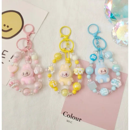 High-value Cute Cartoon Labub Doll Keychain Creative Exquisite Beaded Backpack Pendant Gift