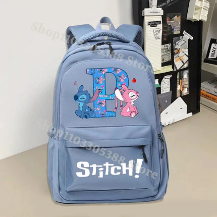 Disney Stitch Large Capacity Backpack Students Cartoon Nylon Waterproof Schoolbag Boys Girls Stationery Books Storage Bag Gifts