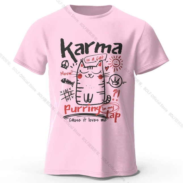 Unisex Japanese Cat T-Shirt 100% Organic Cotton Relaxed Fit Hand-painted Kitten Graphic Tee for Adults Kawaii Style