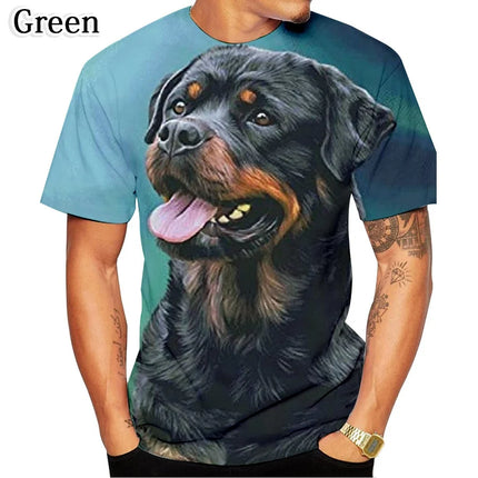 Newest Fashion Personality Design Cute Pet Dog Rottweiler 3D Printed T-Shirt Funny Stylish Mens and Womens