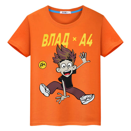 мерч A4 pride tshirt 100% Cotton Print T-shirt Kawaii Short y2k one piece Влад А4 Бумага anime Tees boys Tops kids clothes girl