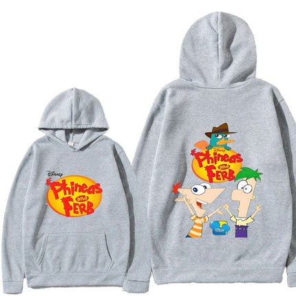 Phineas and FETRS KIds Pocket Hoodies For Boys and Girls Aged 2-12 Casual Harajuku Street Long Sleeved Printed Tops