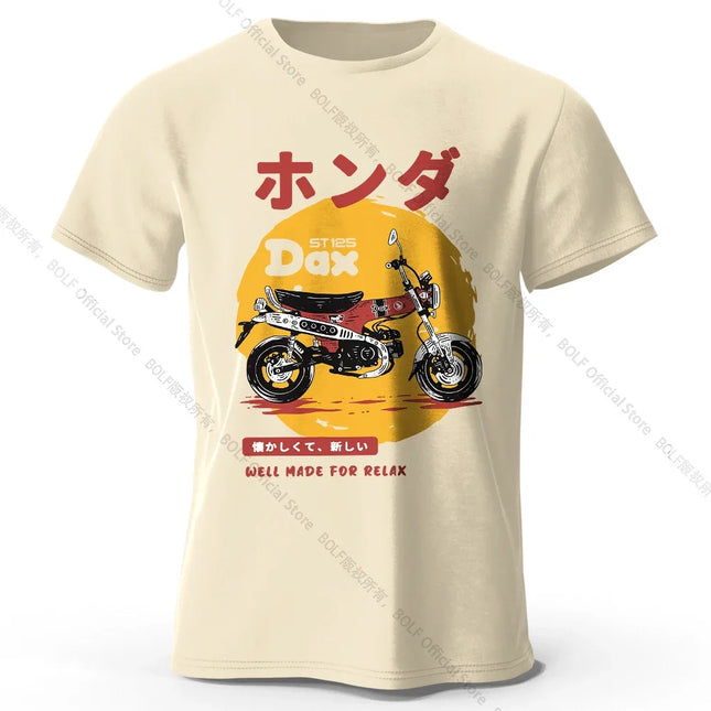Retro Bike Art T-Shirt 100% Premium Cotton Slim Fit Hand Painted Motorcycle Graphic Tee for Riding Enthusiasts