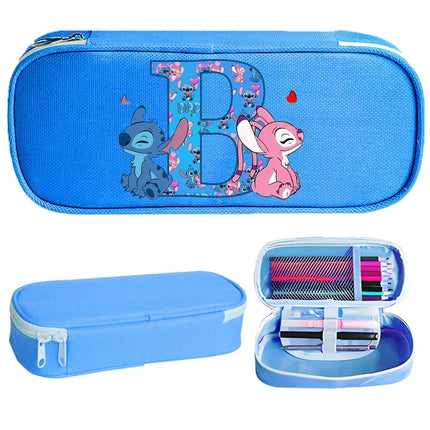 Disney Stitch Pencil Case for Students Anime High-capacity Letter A-Z Pen Bag Boys Girls Stationery Storage Box School Supplies