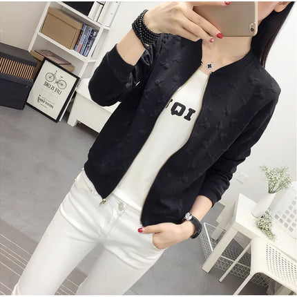 2025 Fashion Spring Summer Bomber Jacket Women Office Casual White Ladies Cardigan Jackets Solid Female Short Baseball Jacket