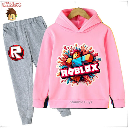 Roblox Kids Fashion Hoodie Set Anime Character Graphic Spring Autumn Boys Clothes Girls Casual Sweatshirt