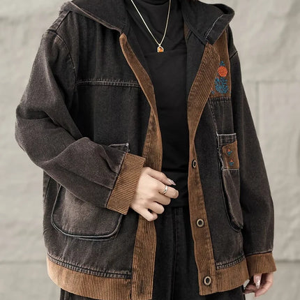 Max LuLu Brand Spring Womens Fashion Denim Corduroy Hooded Jackets 2025 Ladies Casual Vintage Embroidery Coats Classic Outerwear