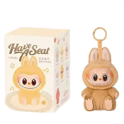 Anime Figure For Labubu Blind Box Have A Seat Series Pendant Kawaii Doll Model Toy Purple Monster Keychain Kids Birthday Gifts