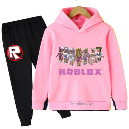 Spring Autumn Boys Clothes Girls Roblox Anime Hoodie Set 2-Piece Kids Fashion Casual Sweatshirt