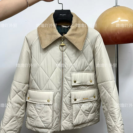 B@r Milby Barbour Ladies Classic Rhombus Plaid Quilted Cotton Jacket Warm Jacket