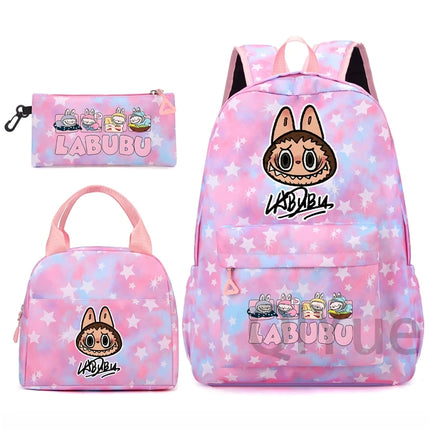 3Pcs/set Backpack for Girl School Teen Student Knapsack Women Rucksack with Lunch Bags Pencil Bag Fish Scale Style Bags