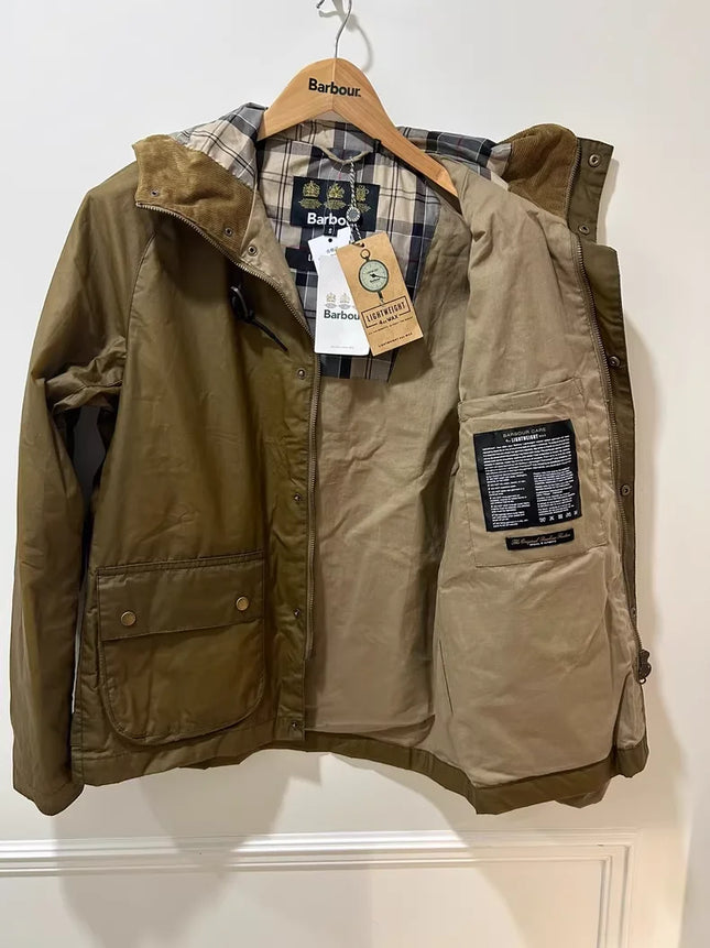 B@r Hooded Waxed Jacket. Lightweight Waxed