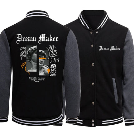 Unique Back Figure 3D Print Male Jackets Loose Casual Baseball Uniform Fashion Comfortable Clothing Funny Street Coat For Male