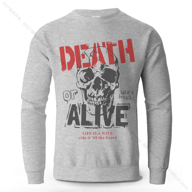 Men's Death or Alive Printed Pure Cotton Sweatshirts Oversized Classic Graphic Pullovers for Men Women Tops