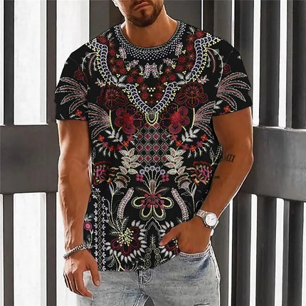 Summer Fashion National Characteristic Clothing Printed Men's And Women's Casual Round Neck Short Sleeve Hip Hop Street T-shirt