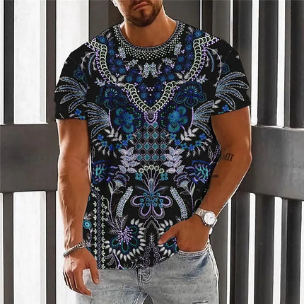 Summer Fashion National Characteristic Clothing Printed Men's And Women's Casual Round Neck Short Sleeve Hip Hop Street T-shirt