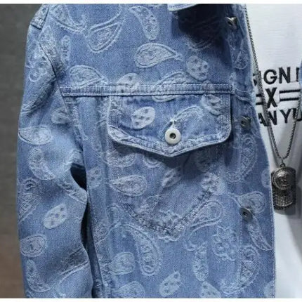 Summer New Men Pure Colour Denim Jacket Single-breasted Lapel Daily Casual Coats