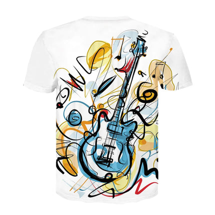 2021 New Men 3d Guitar Printed Fashion Hot Short Sleeves T Shirt Daily Short Sleeve Tee Tshirt Female Psychedelic Clothes