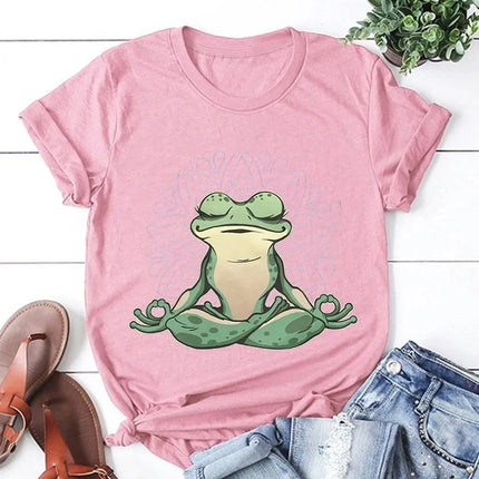 Frog Yoga Printing T Shirt Men Women T-Shirt Harajuku T Shirt Unisex Fashion Summer Tshirts Ladies Oversized O-Neck Tops Tee
