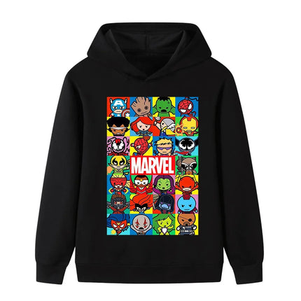 Marvel Superhero Cartoon Fashion Printed Long-sleeved Hoodie for Boys Children's Clothes Autumn and Winter Outdoor Warm Sweater