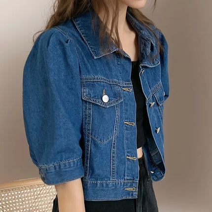 Fashion Womens Retro Denim Jacket Casual Short Denim Cardigan Coat Spring Summer Famale Jeans Jackets Outerwear