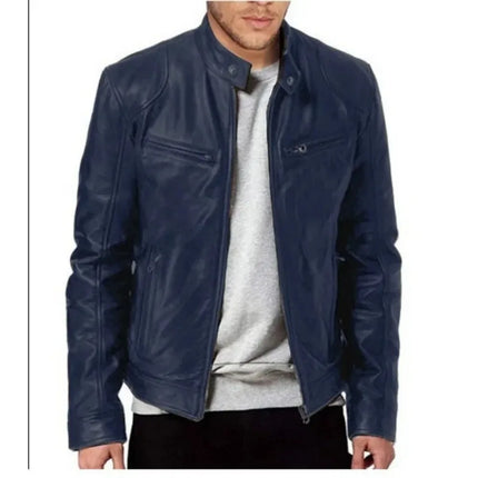 2024 Men's Leather Jacket with Punk Rock Elements European and American Men's Leather Jacket Stylish