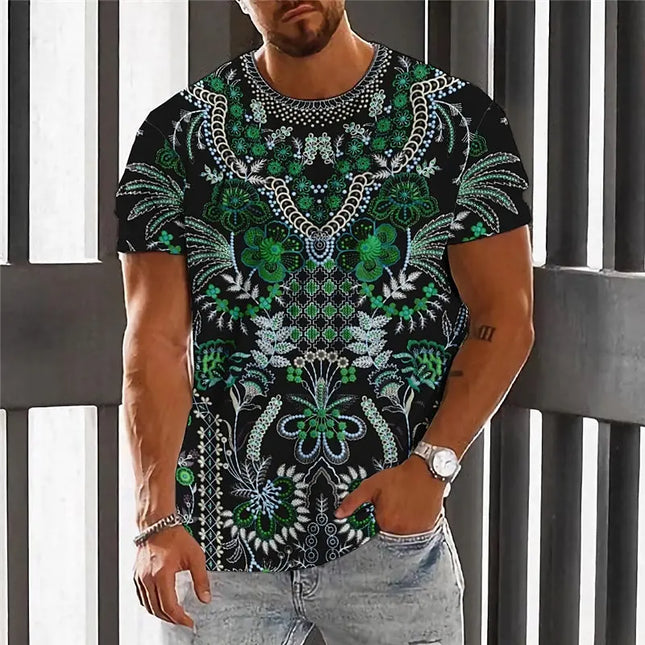 Summer Fashion National Characteristic Clothing Printed Men's And Women's Casual Round Neck Short Sleeve Hip Hop Street T-shirt