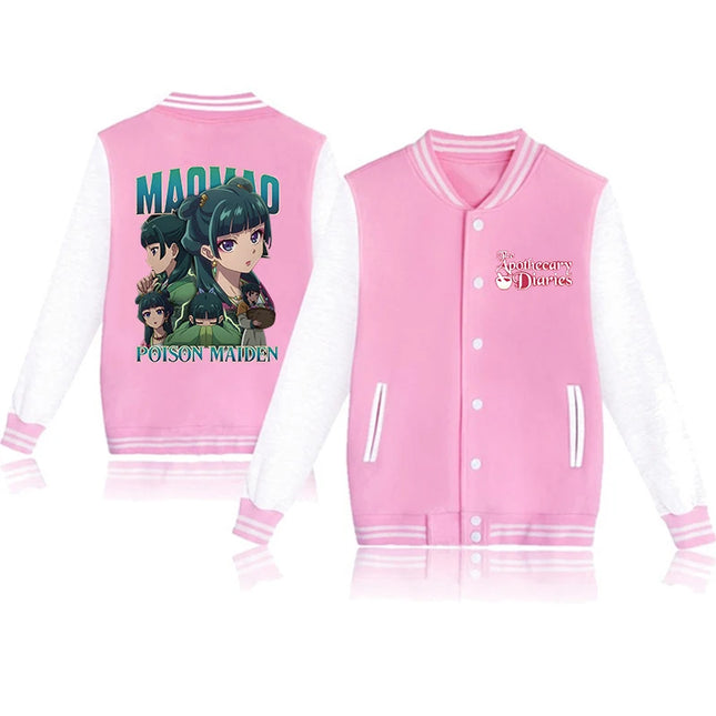 The Apothecary Diaries MAOMAO Printing Baseball Jacket Men Women Fashion Hip Hop Baseball Jersey Autumn Winter Casual Jacket