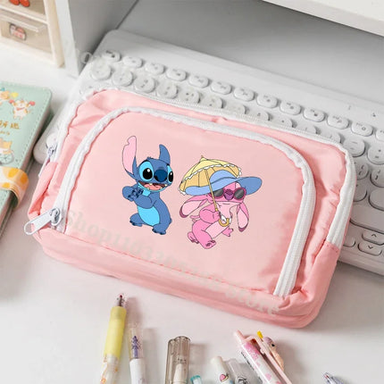 Disney Stitch High-capacity Pencil Bag for Students Anime Cartoon Fashion Pen Case Stationery Storage Pouch School Supplies Gift