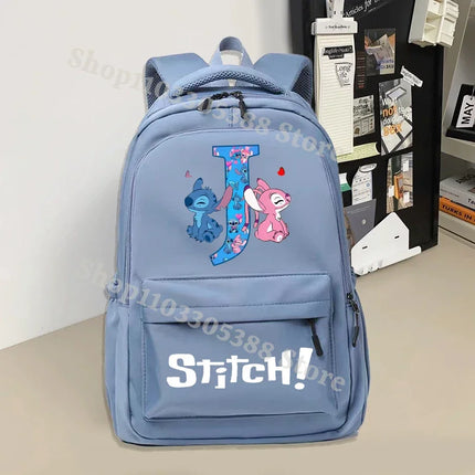 Disney Stitch Large Capacity Backpack Students Cartoon Nylon Waterproof Schoolbag Boys Girls Stationery Books Storage Bag Gifts