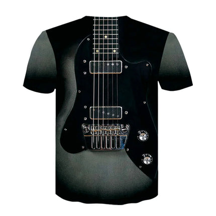 2021 New Men 3d Guitar Printed Fashion Hot Short Sleeves T Shirt Daily Short Sleeve Tee Tshirt Female Psychedelic Clothes