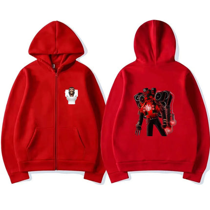 Children Anime Tops Hoodie Kids Zipper style Skibidi Toilet Boys black Girls pink 3-12 Year leisure Long sleeves Sweatshirt