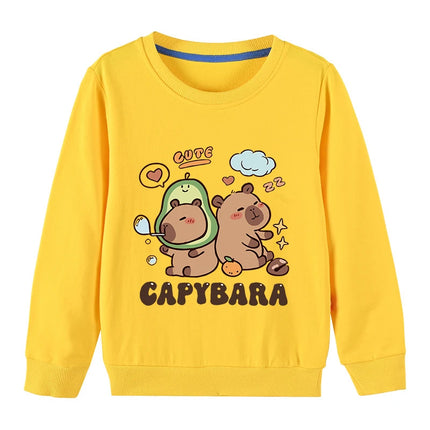 Cute Capibara Cotton Sweatshirt For Boys And Girls Children's Funny Hoodies For Autumn Kids Long Tshirt Outdoor Sports Sweater