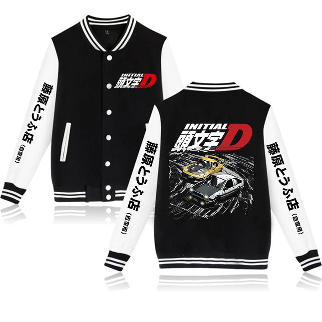 Anime Initial D Graphic Jacket Hoodies AE86 Gothic Y2k Baseball Jacket Sweatshirts Funny Mange Vintage Coats Streetwear Clothes
