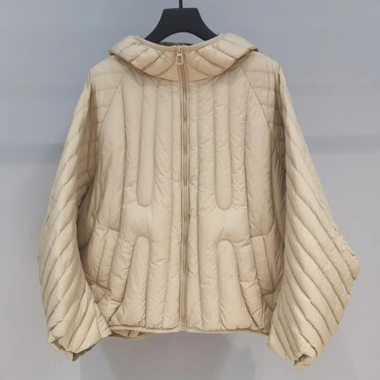 Lagabogy 2024 Autumn Winter Women Oversized Puffer Jacket Short Ultra Light 90% White Duck Down Coat Hooded Warm Parkas Outwear