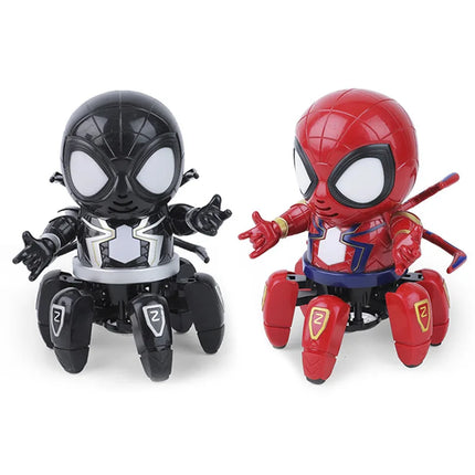 Spider-Man Dancing Robot Toy 6 Legs Electric Remote Control Marvel Superhero Action Figure LED Light Up For Kids Gift
