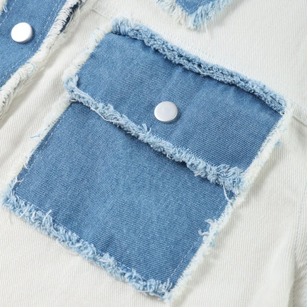 Women Patchwork Fringes Denim Jackets Coats Baggy Long Sleeves Spring Summer Jeans Tops Distressed High Street Elegant Lady Coat