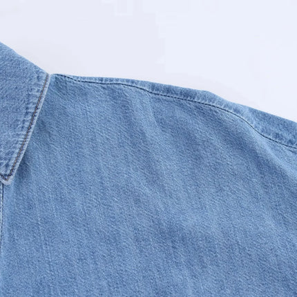 TRAFZA Vintage Casual Chic Women Cowboy Suit Single Breasted Loose Jackets Long Pants Fashion 2025 Spring Summer Denim Suits