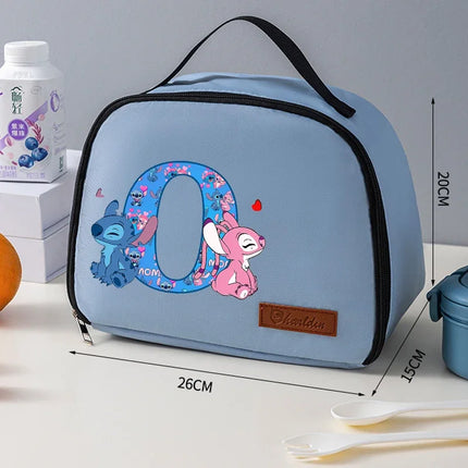 Anime Stitch Lunch Bags Disney Fashion Aluminum Foil Insulated Box Picnic Portable Keep Fresh Handbag Food Storage Bento Pouch
