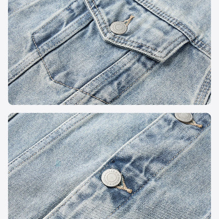 SIMWOOD 2025 Spring New Oversize 12.5oz Classical Denim Jackets Men Washed Vintage Casual Jacket