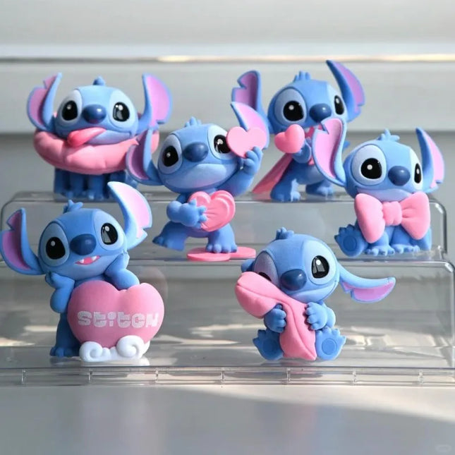 Disney Stitch Sweet Pink Series Blind Box Cute Stitch Action Figure Flocking Doll Mystery Box Surprise Collectible Toy Girl Gift