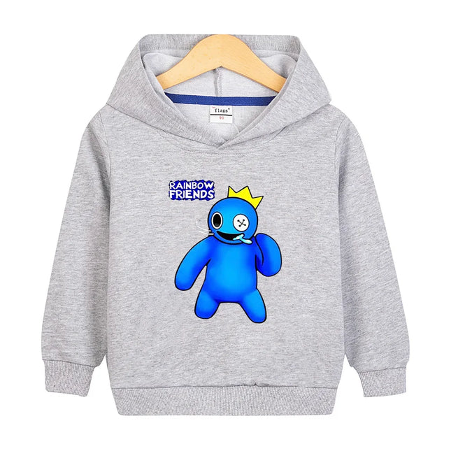 Boys Girls Rainbow Friends Fun Print Fashion Fleece Hooded Sweatshirt Kids Fall Winter Outdoor Casual Warm Long Sleeve Top